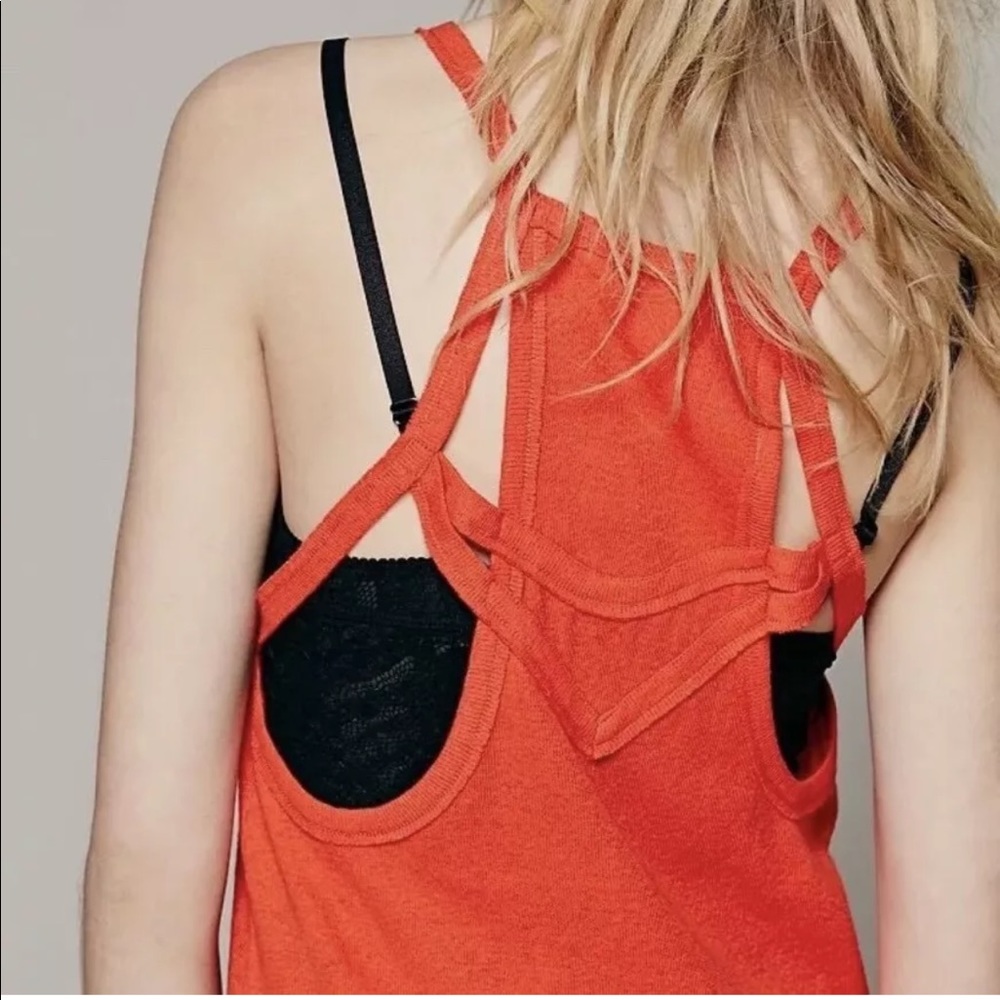 Free People New Romantics Orange Strappy Tank Top